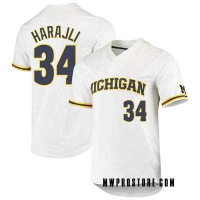 Valiant University of Michigan Baseball White Pinstripe Replica Jersey