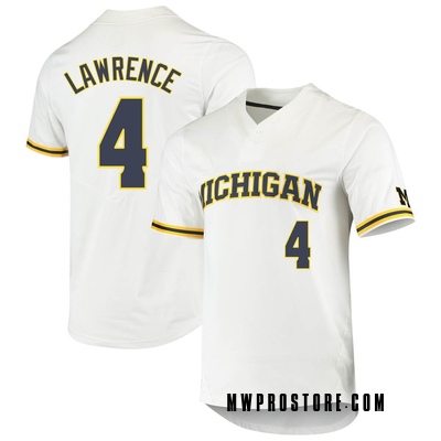 Men's Nike White/Navy Michigan Wolverines Pinstripe Replica Full-Button Baseball Jersey, M