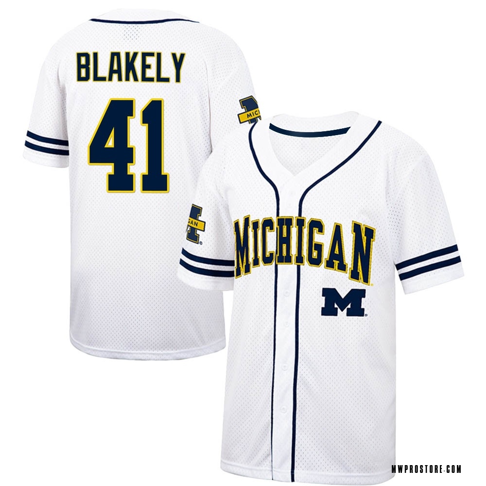 Men's Christian Blakely Michigan Wolverines Replica Colosseum /Navy Free  Spirited Baseball Jersey - White