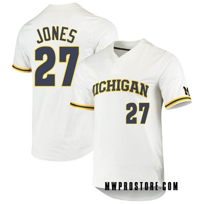 Men's Custom Michigan Wolverines Replica 2-Button Baseball Jersey - White