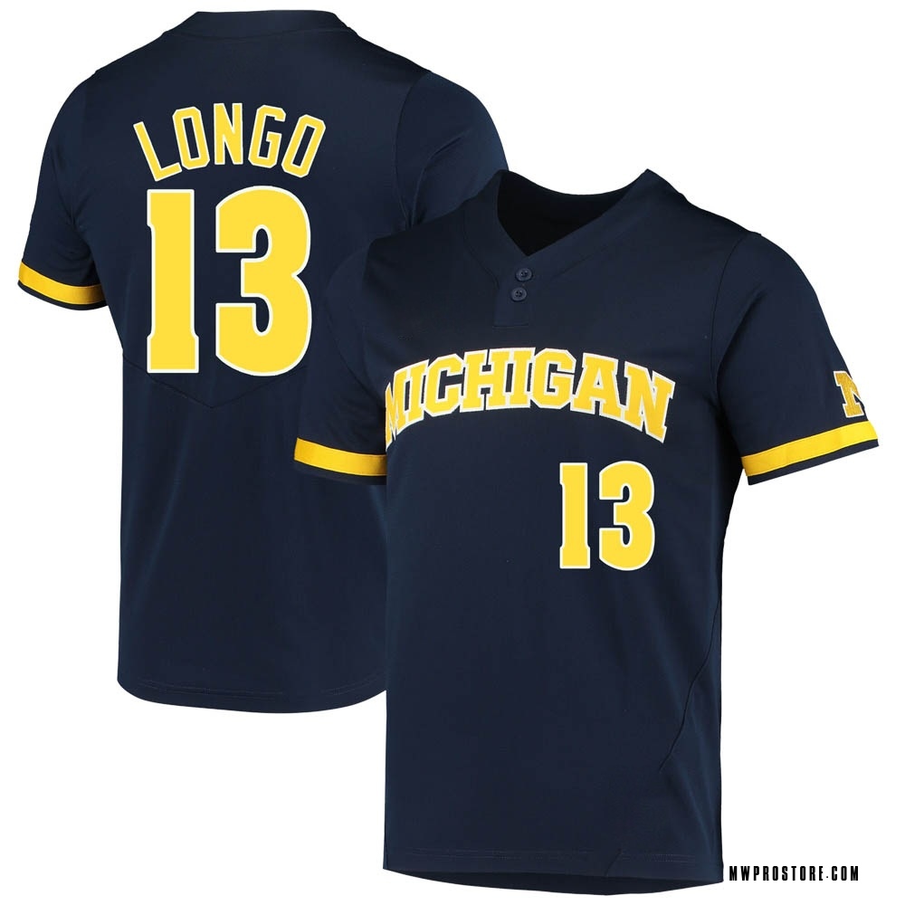 Men's Joe Longo Michigan Wolverines Replica 2-Button Baseball Jersey - White