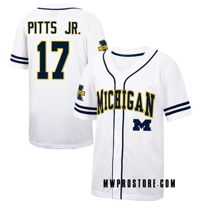 Valiant University of Michigan Baseball White Pinstripe Replica Jersey