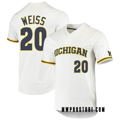 Valiant University of Michigan Baseball White Pinstripe Replica Jersey